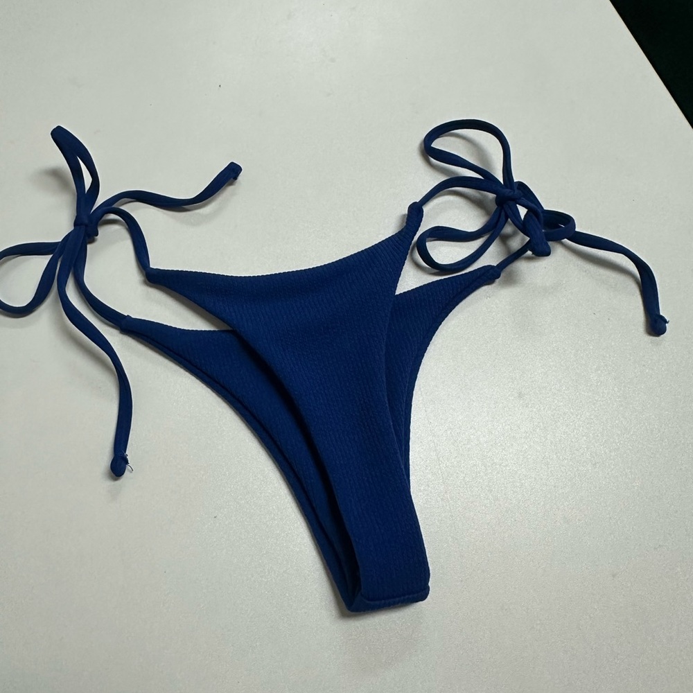 Blue Ribbed Bikini Bottom - Picture 3 of 4